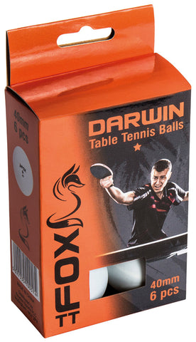 Fox TT Darwin 1 Star Table Tennis Balls (Pack of 6)